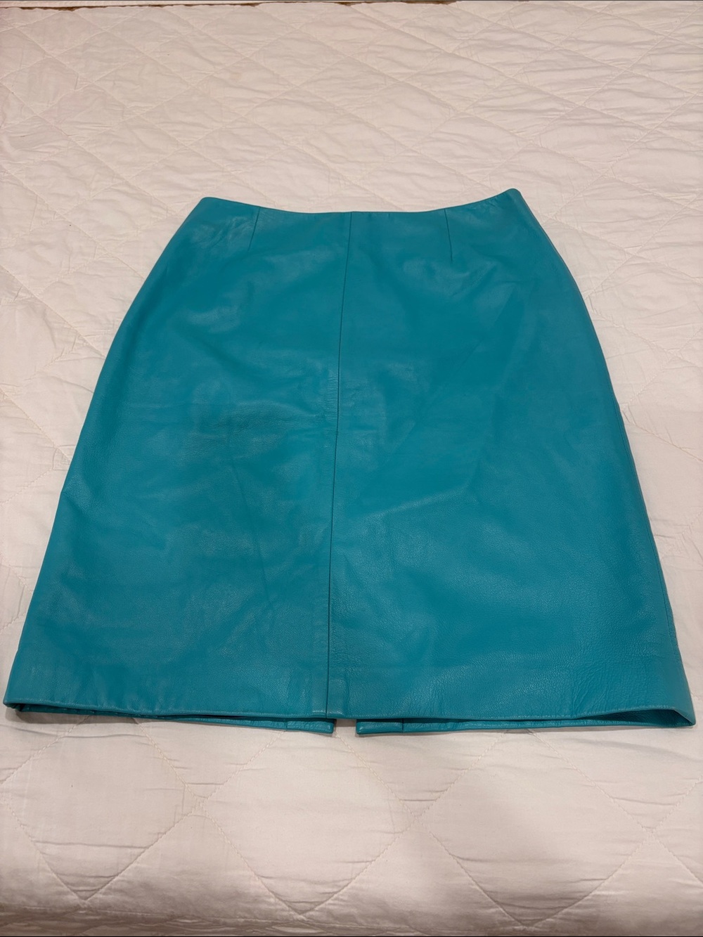Vintage Turquoise Leather A-Line Skirt